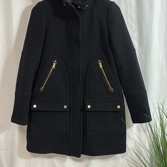 J. Crew black Stadium-cloth wool Full Zip Jacket Coat 2 Nello Gori - Picture 3 of 8